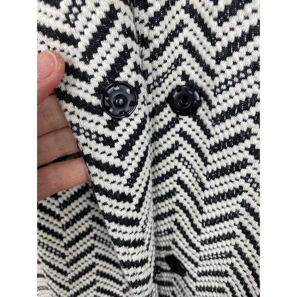 Chico's Women's 0 Black White Chevron Striped 3/4 Sleeve Duster Jacket - Picture 2 of 9
